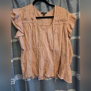 Express Sleeveless Pink Gold Ruffle Sleeve Top Size XL